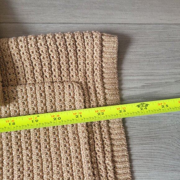 Talbots Gold Crochet Knit Cardigan Sweater W/ Gold Buttons & Pockets 1x - Picture 9 of 11